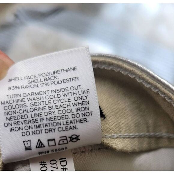 NWT Express High Waisted Silver Feaux Leather Straight Leg Pants, Women's 8 - Picture 5 of 5